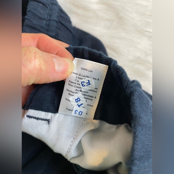 Talbots all linen wide leg Navy Pants - Picture 5 of 11